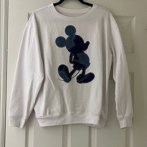 Disney White Crewneck Sweater with Blue Graphic